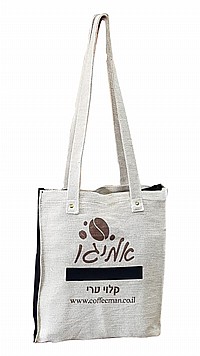 תיק מעוצב ואופנתי עשוי בד יוטה ובעל ידיות נשיאה רחבות תיק מעוצב ואופנתי עשוי בד יוטה ובעל ידיות נשיאה רחבות