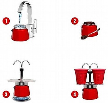 �� ���� ������ 2 ����� ���� Bialetti SET MINI EXPRESS RED