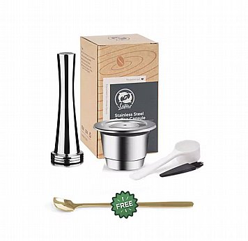 קפסולה רב פעמית למכונות נספרסו + דוחסן קפסולה רב פעמית למכונות נספרסו + דוחסן