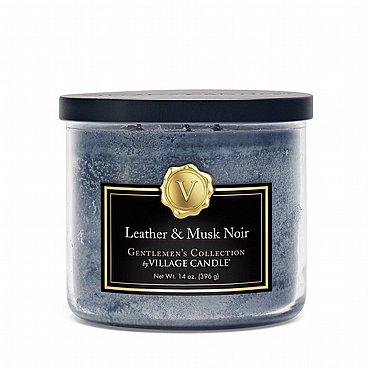 �� ����� Leather & Musk Noir Bowl Gentlemens Collection By Village Candle