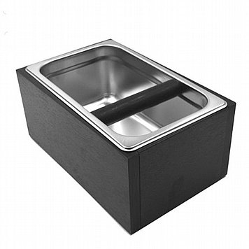 סיר לריקון Knock Box נוקבוקס מנירוסטה ומעטפת עץ כהה סיר לריקון Knock Box נוקבוקס מנירוסטה ומעטפת עץ כהה