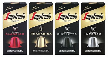 300 קפסולות אלומיניום SEGAFREDO תואמות נספרסו® מיקס לבחירה 300 קפסולות אלומיניום SEGAFREDO תואמות נספרסו® מיקס לבחירה