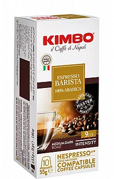 10 קפסולות תואמות נספרסו קימבו KIMBO BARISTA 100% ARABICA חוזק 9 10 קפסולות תואמות נספרסו קימבו KIMBO BARISTA 100% ARABICA חוזק 9
