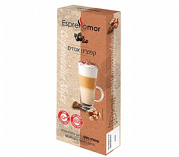 10 קפסולות לנספרסו - קפוצ'ינו אגוז - אספרסו מור 10 קפסולות לנספרסו - קפוצ'ינו אגוז - אספרסו מור