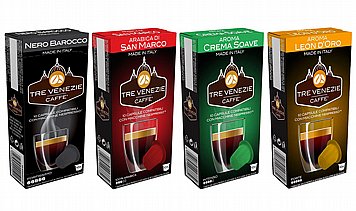 200 קפסולות תואמות נספרסו מסדרת TRE VENEZIE של המותג ג'ימוקה במיקס לבחירה 200 קפסולות תואמות נספרסו מסדרת TRE VENEZIE של המותג ג'ימוקה במיקס לבחירה